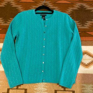 Daniel Bishop 100% Cashmere Cable Twin Sweater Set in Dark Aqua